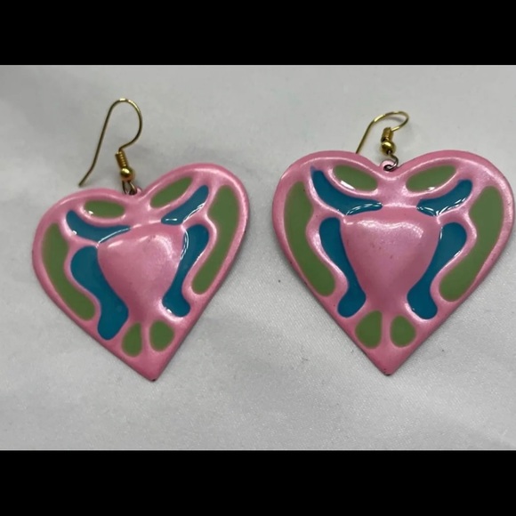 Jewelry - NWOT Pink Heart Earrings